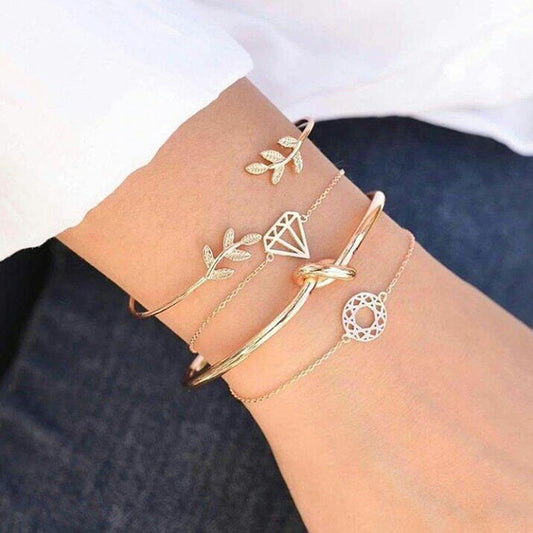 Tocona 4pcs / Set - Armband Armreif für Frauen - Gold Armbänder